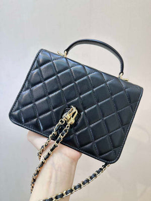 Chanel 25SS Flap Bag Lambskin With Top Handle AS4450 Black - Default Title - View 17