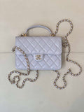 Chanel 25SS Flap Bag Lambskin With Top Handle AS4450 Glacier Gray