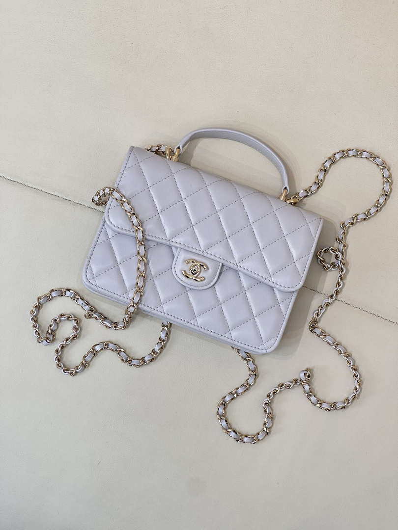 Chanel 25SS Flap Bag Lambskin With Top Handle AS4450 Glacier Gray - Default Title - View 2