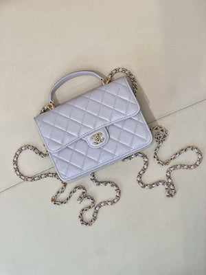 Chanel 25SS Flap Bag Lambskin With Top Handle AS4450 Glacier Gray - Default Title - View 3