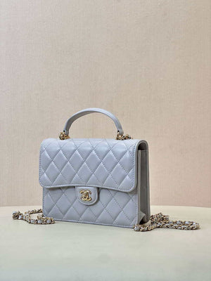 Chanel 25SS Flap Bag Lambskin With Top Handle AS4450 Glacier Gray - Default Title - View 5