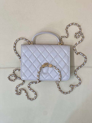 Chanel 25SS Flap Bag Lambskin With Top Handle AS4450 Glacier Gray - Default Title - View 6