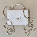 Chanel 25SS Flap Bag Lambskin With Top Handle AS4450 White - Default Title - View 1