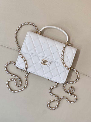 Chanel 25SS Flap Bag Lambskin With Top Handle AS4450 White - Default Title - View 2