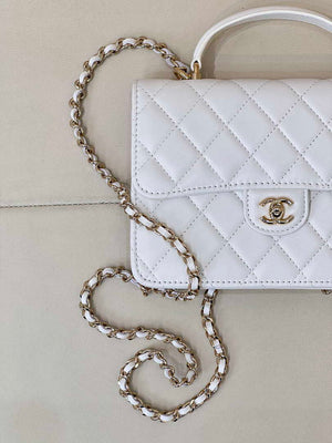 Chanel 25SS Flap Bag Lambskin With Top Handle AS4450 White - Default Title - View 3