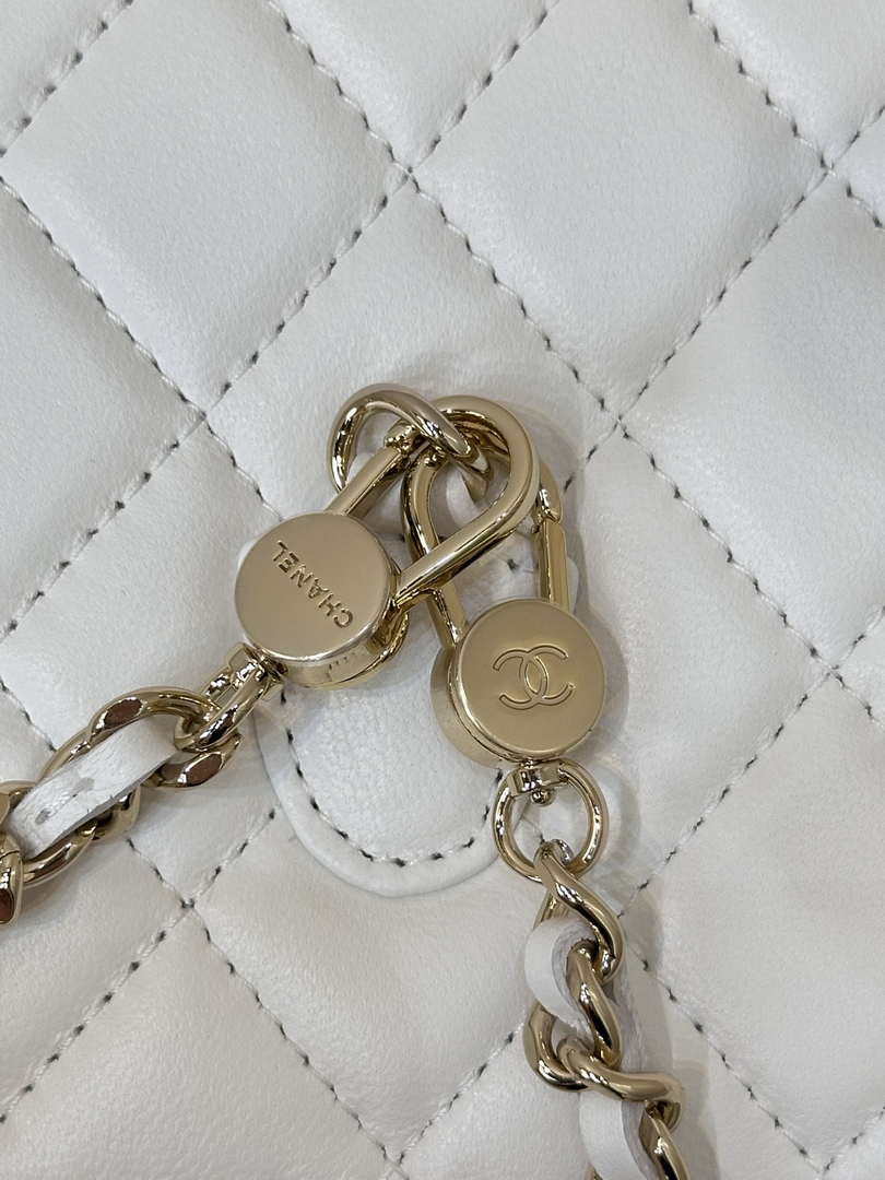 Chanel 25SS Flap Bag Lambskin With Top Handle AS4450 White