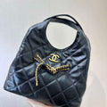Chanel 25SS Hobo Bag Shiny Lambskin & Gold-Tone Metal AS5411 Black - Default Title - View 1