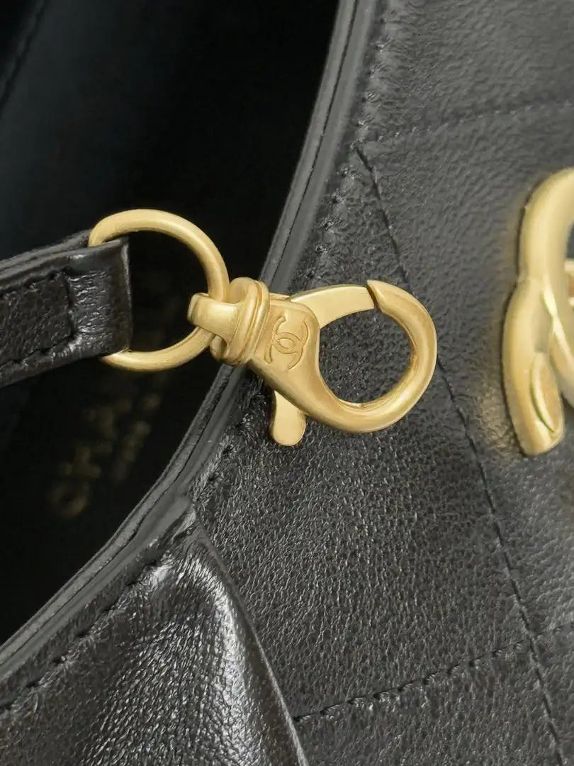 Chanel 26C A99103 Hobo Calfskin & Gold-Tone Metal Black