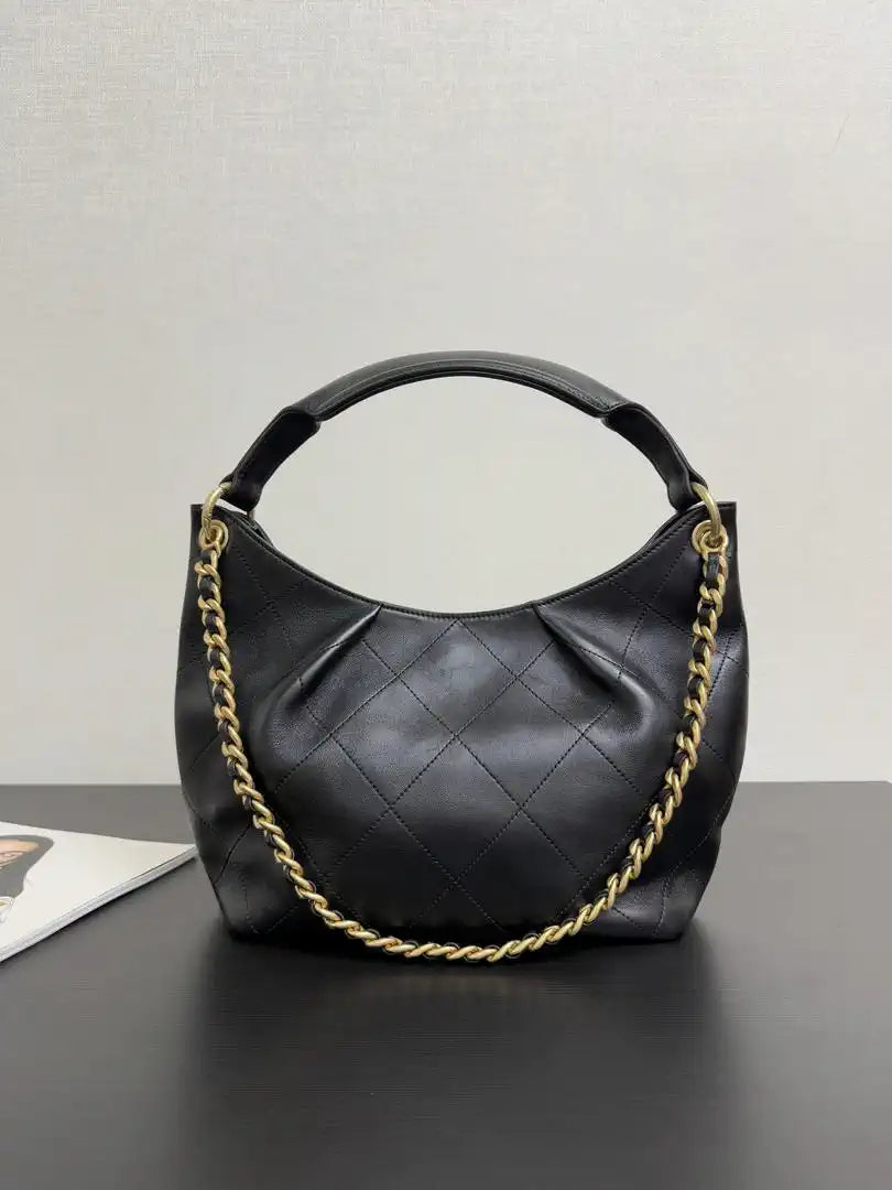 Chanel 26C A99103 Hobo Calfskin & Gold-Tone Metal Black