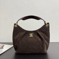 Chanel 26C A99103 Hobo Suede Calfskin & Gold-Tone Metal Brown