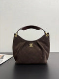 Chanel 26C A99103 Hobo Suede Calfskin & Gold-Tone Metal Brown