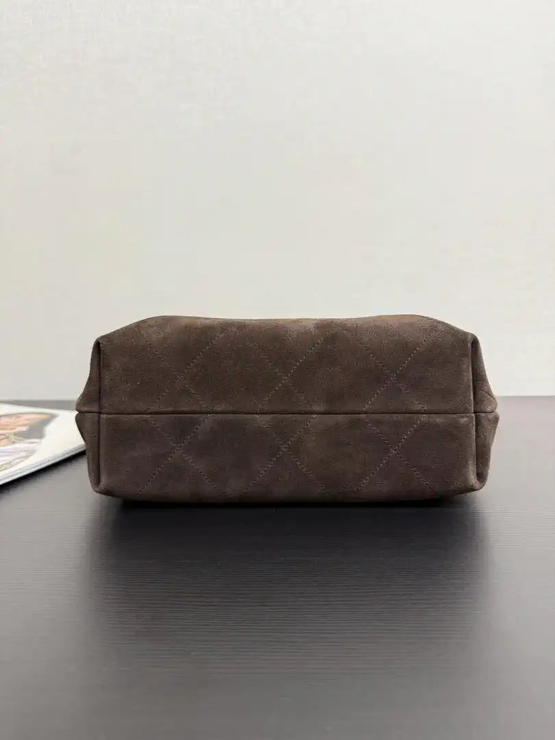 Chanel 26C A99103 Hobo Suede Calfskin & Gold-Tone Metal Brown