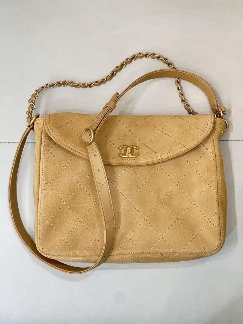 Chanel 26C AS5883  Chanel Hobo bag Beige suede calfskin Gold-Tone Metal