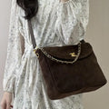 Chanel 26C AS5883 Hobo bag Brown suede calfskin Gold-Tone Metal