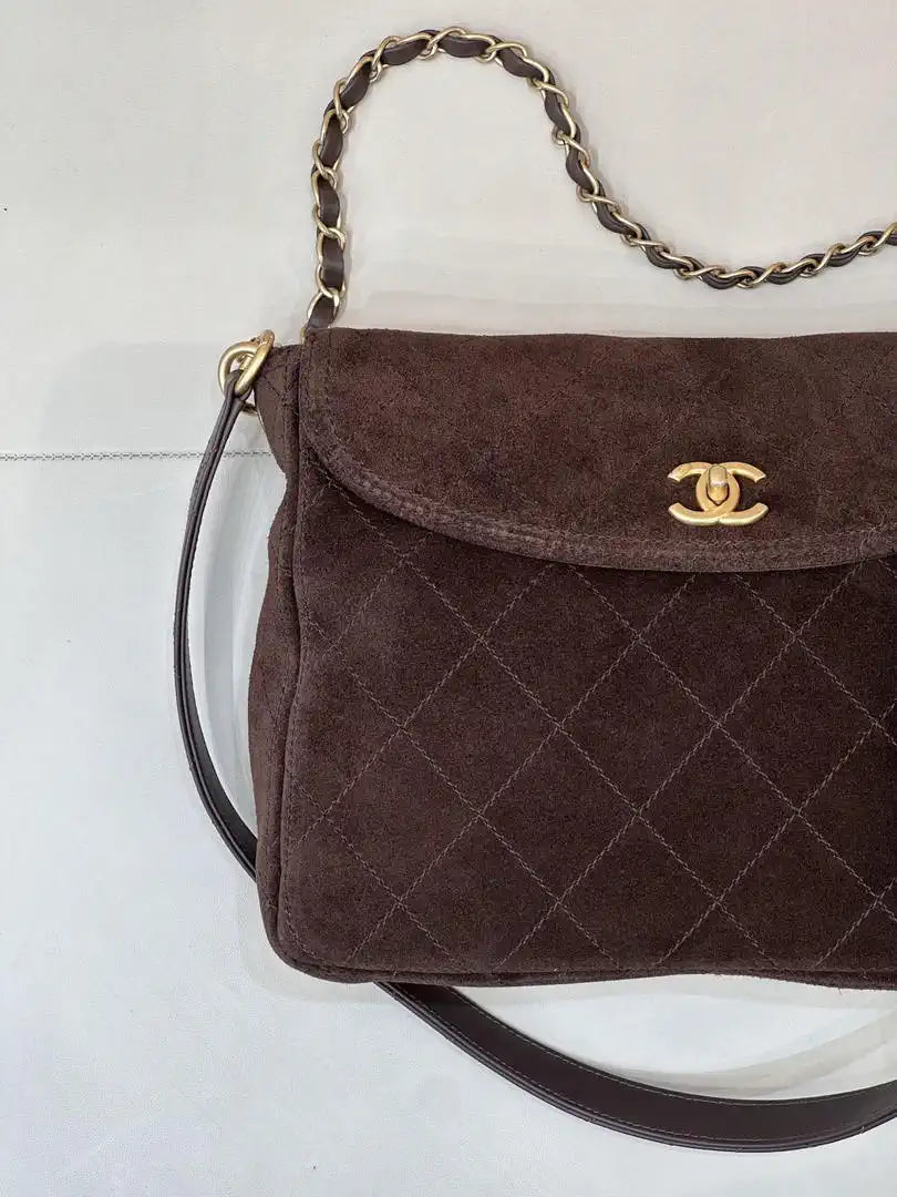 Chanel 26C AS5883 Hobo bag Brown suede calfskin Gold-Tone Metal