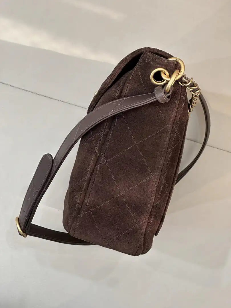 Chanel 26C AS5883 Hobo bag Brown suede calfskin Gold-Tone Metal