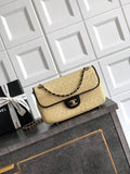 Chanel 26C AS5929 Flap Handwoven Raffia Shopping Bag 26cm Black