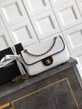 Chanel 26C AS5929 Flap Handwoven Raffia Shopping Bag 26cm White