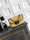 Chanel 26C AS5929 Flap Handwoven Raffia Shopping Bag Black