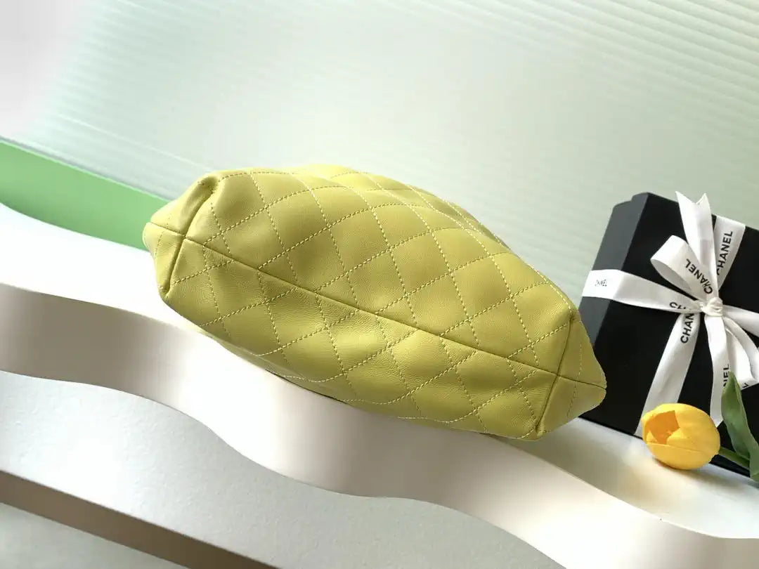 Chanel 26C AS6010 Hobo Lambskin Turtoise-Shell Effect Plexi & Gold-Tone Metal Yellow