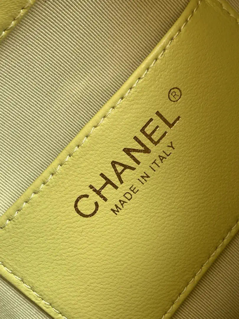 Chanel 26C AS6010 Hobo Lambskin Turtoise-Shell Effect Plexi & Gold-Tone Metal Yellow