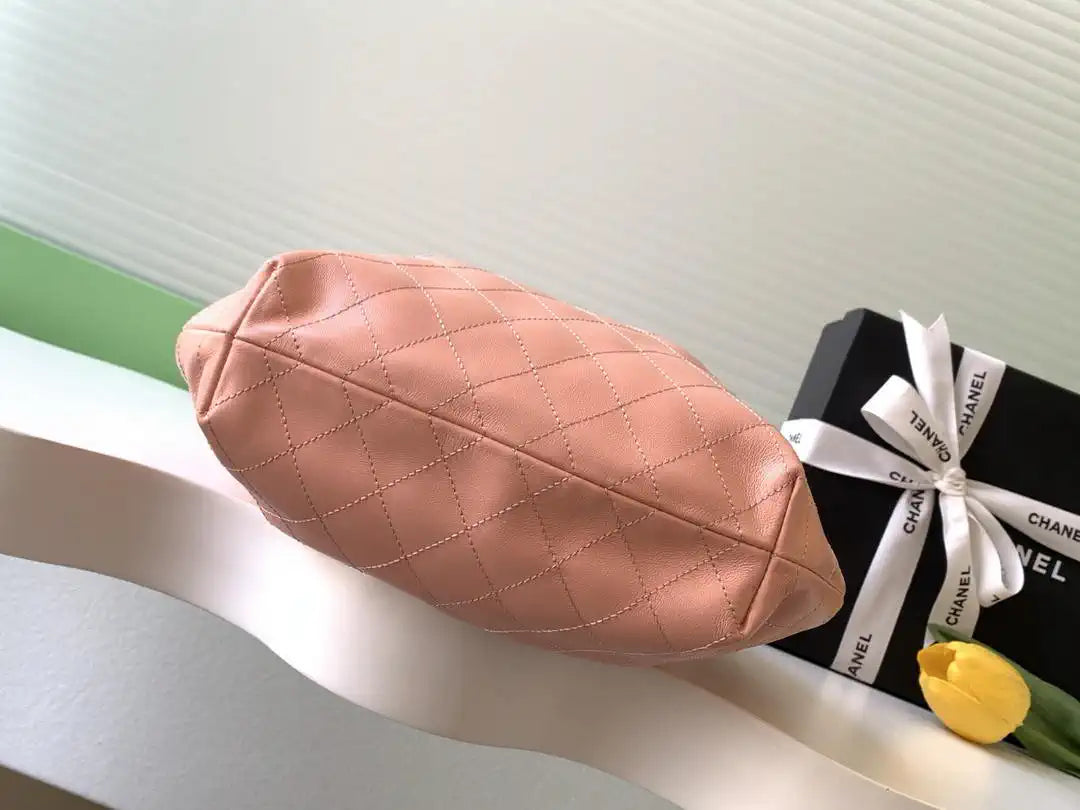 Chanel 26C AS6010 Hobo Lambskin Turtoise-Shell Effect Plexi & Gold-Tone Metal Pink