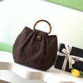 Chanel 26C AS6010 Hobo Suede Calfskin Turtoise-Shell Effect Plexi & Gold-Tone Metal Brown