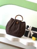 Chanel 26C AS6010 Hobo Suede Calfskin Turtoise-Shell Effect Plexi & Gold-Tone Metal Brown