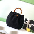 Chanel 26C AS6010 Hobo Suede Calfskin Turtoise-Shell Effect Plexi & Gold-Tone Metal Black