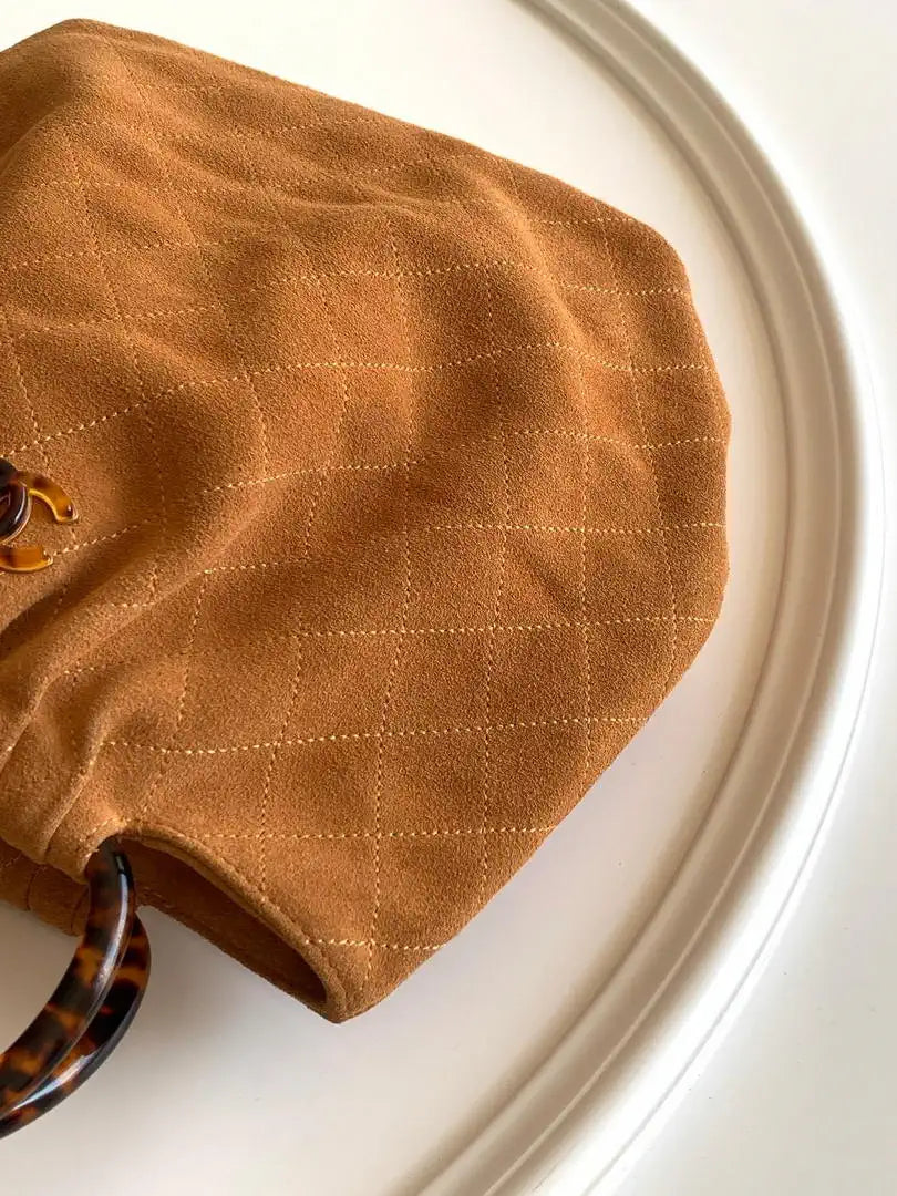 Chanel 26C AS6010 Hobo Suede Calfskin Turtoise-Shell Effect Plexi & Gold-Tone Metal Tan
