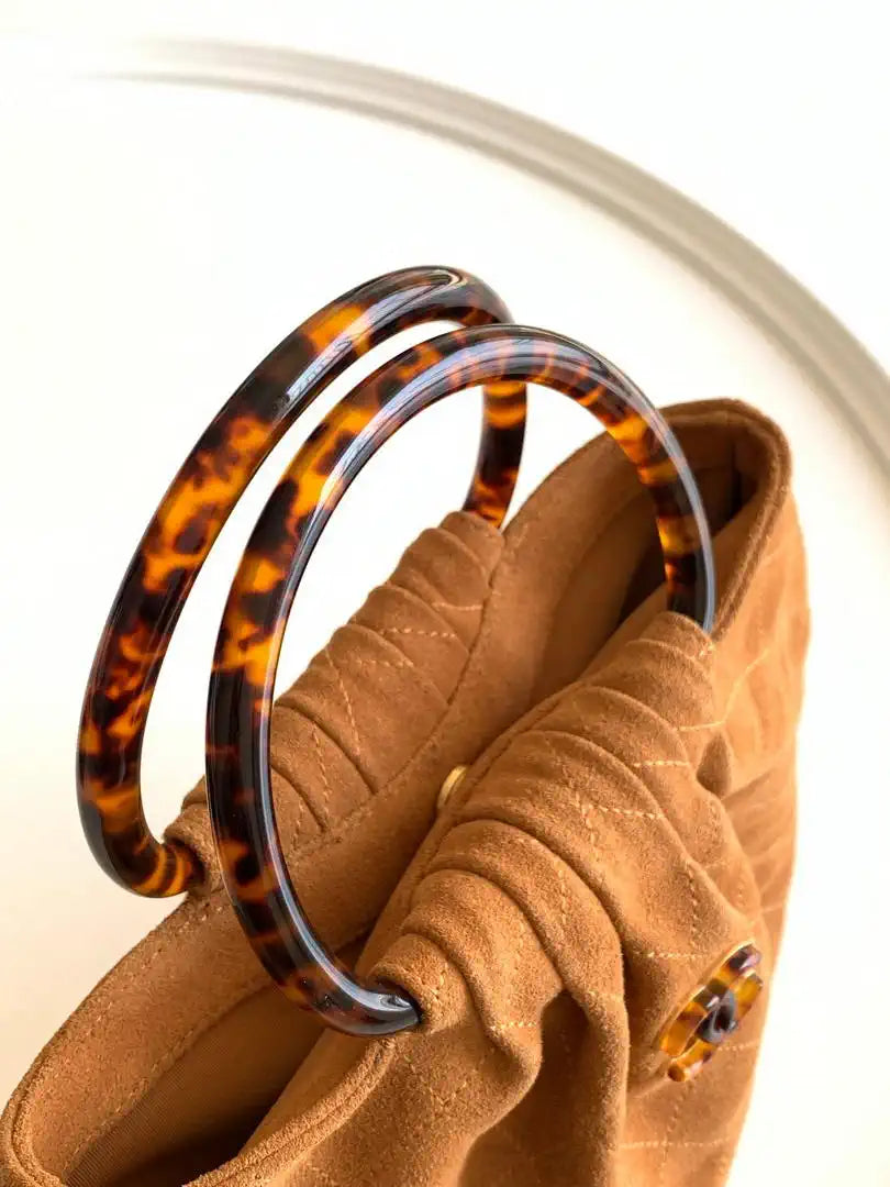 Chanel 26C AS6010 Hobo Suede Calfskin Turtoise-Shell Effect Plexi & Gold-Tone Metal Tan