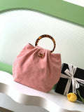 Chanel 26C AS6010 Hobo Suede Calfskin Turtoise-Shell Effect Plexi & Gold-Tone Metal Pink