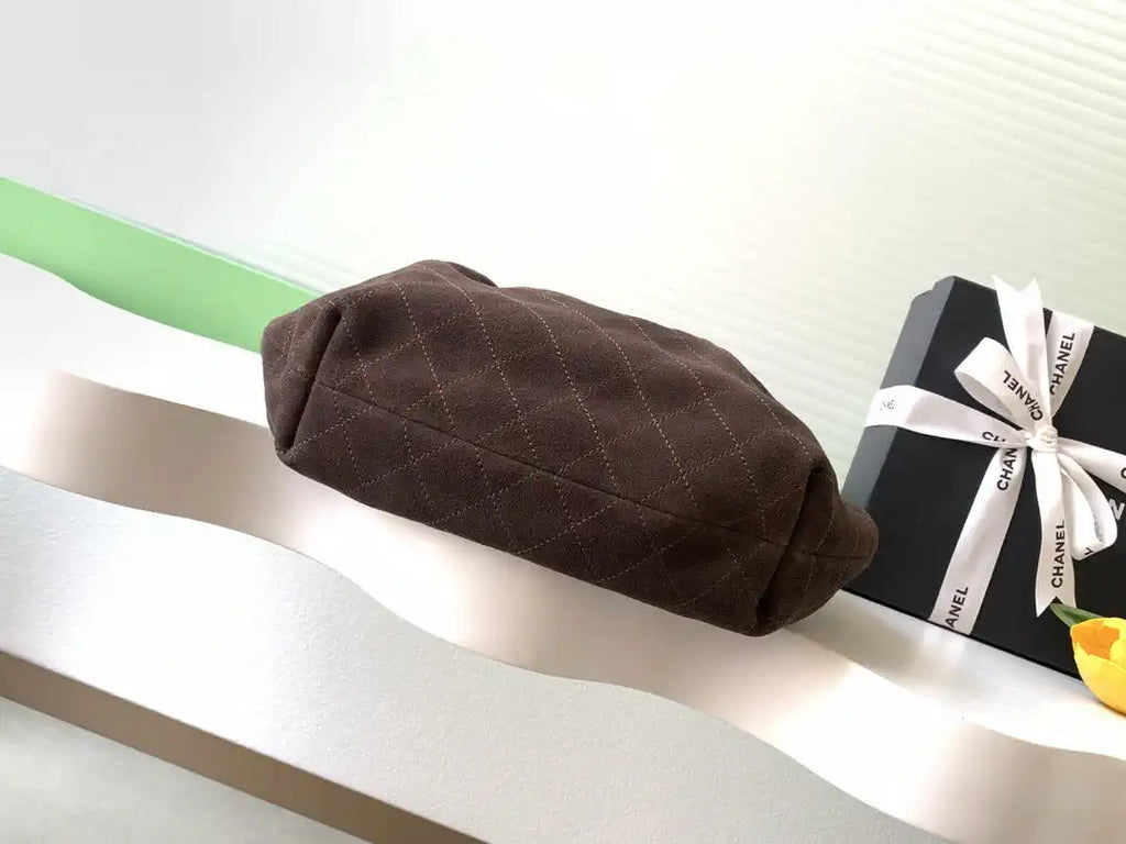 Chanel 26C AS6010 Hobo Suede Calfskin Turtoise-Shell Effect Plexi & Gold-Tone Metal Brown