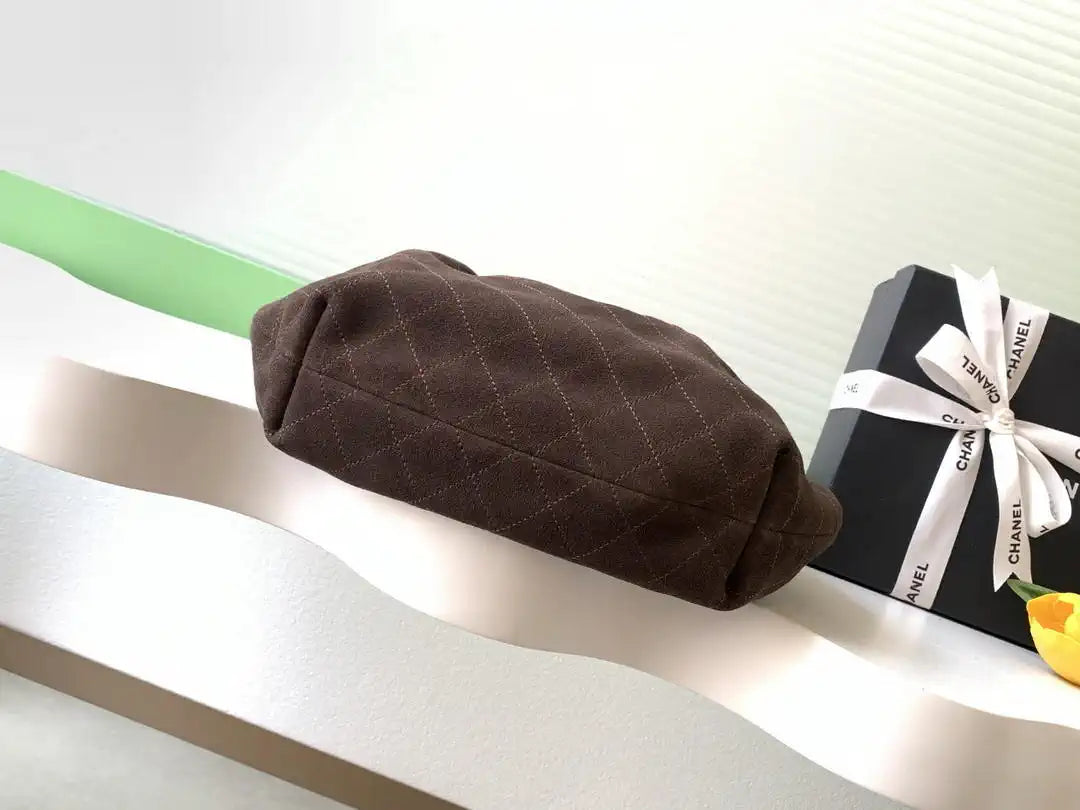 Chanel 26C AS6010 Hobo Suede Calfskin Turtoise-Shell Effect Plexi & Gold-Tone Metal Brown