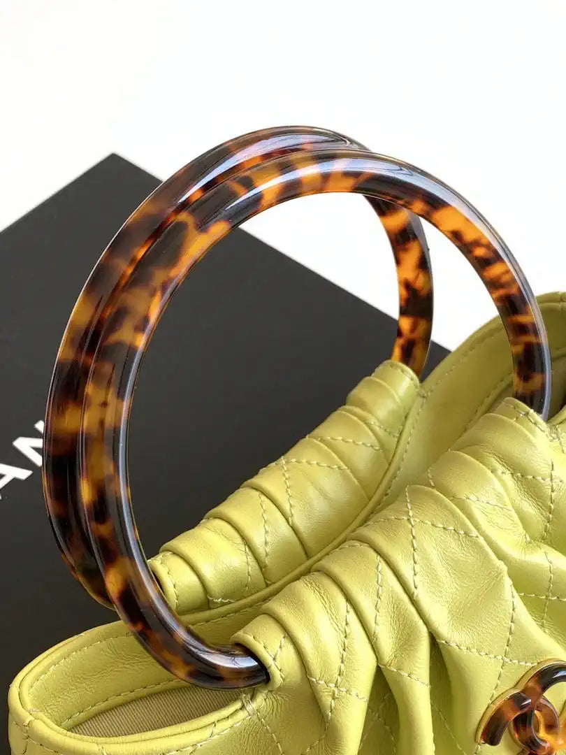 Chanel 26C AS6022 Small Hobo Lambskin Turtoise-Shell Effect Plexi & Gold-Tone Metal Yellow