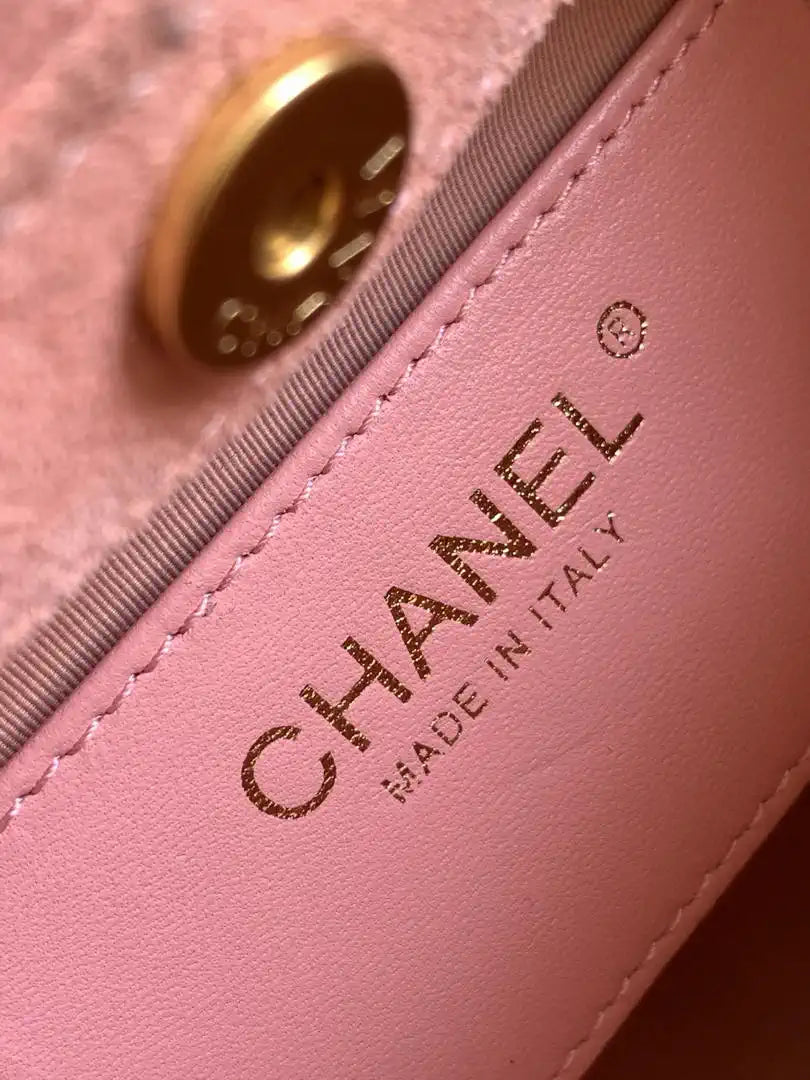 Chanel 26C AS6022 Small Hobo Suede Calfskin Turtoise-Shell Effect Plexi & Gold-Tone Metal Pink