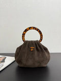 Chanel 26C AS6022 Small Hobo Suede Calfskin Turtoise-Shell Effect Plexi & Gold-Tone Metal Brown