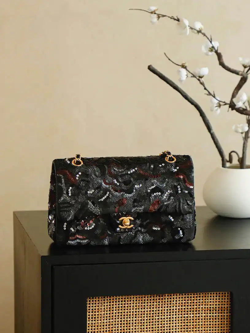 Chanel 26C Flap Classic 11.12 Handbag Colorful neon dense sequins A01112