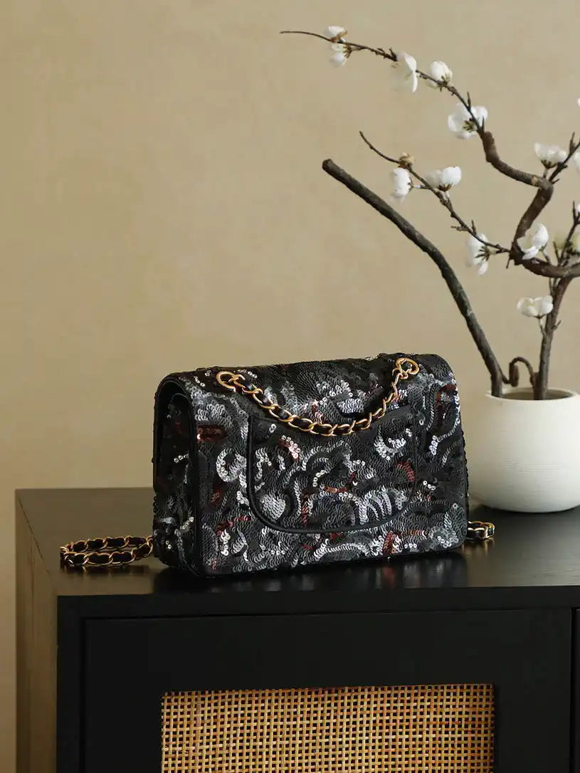 Chanel 26C Flap Classic 11.12 Handbag Colorful neon dense sequins A01112