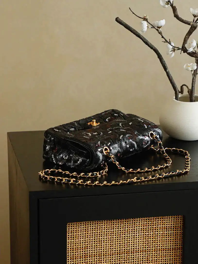 Chanel 26C Flap Classic 11.12 Handbag Colorful neon dense sequins A01112