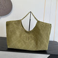 Chanel 26FW Shopping Bag AS6475 Suede Olive Green