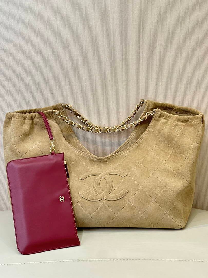 Chanel 26FW Shopping Bag AS6475 Suede  Brown Calfskin