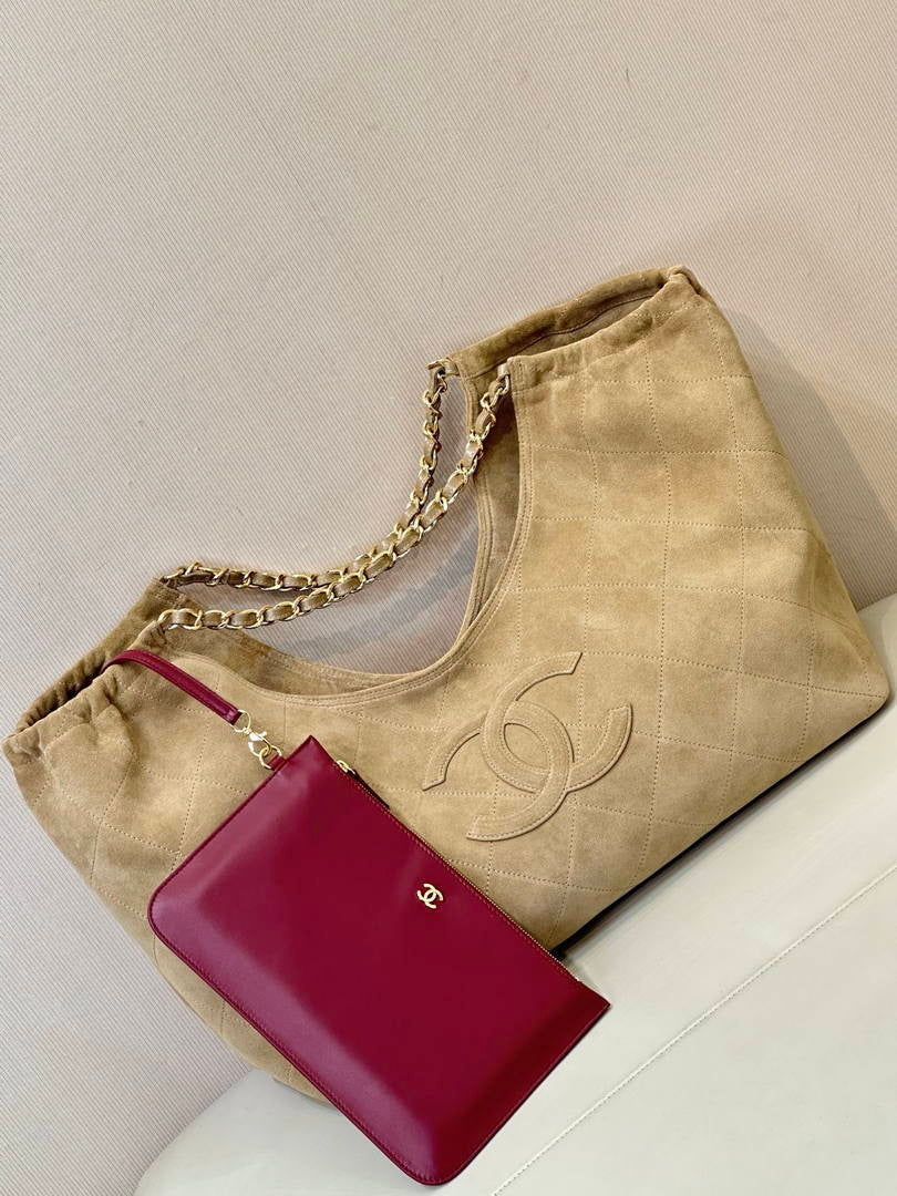 Chanel 26FW Shopping Bag AS6475 Suede  Brown Calfskin