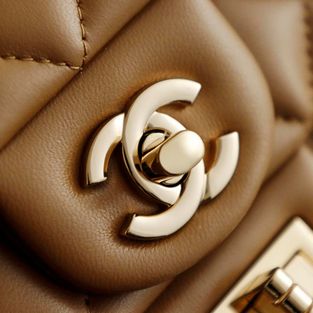 Chanel 26K Flap Classic 11.12 Handbag A01112  Lambskin Tan
