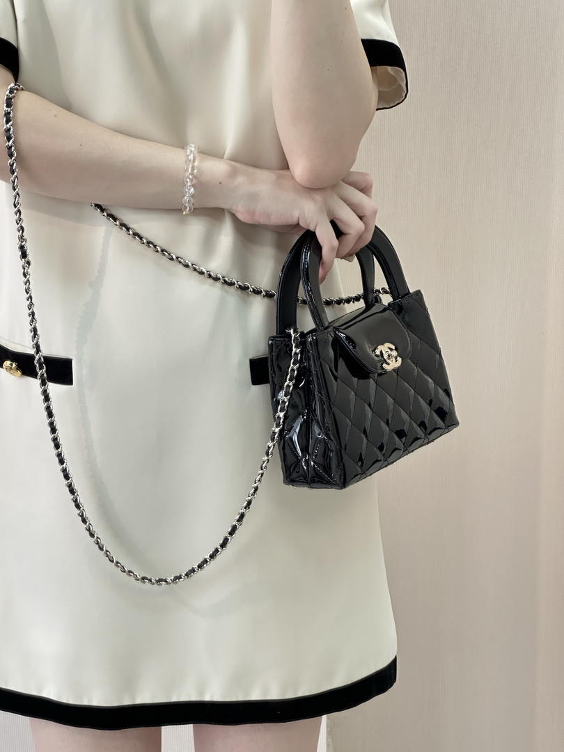 Chanel 26S AS4416 Mini Shopping Bag Mirror Calfskin Black