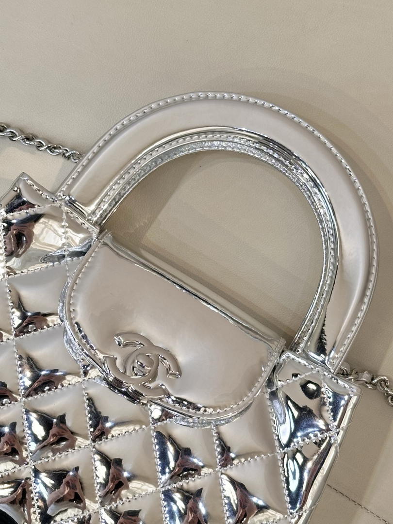 Chanel 26S AS4416 Mini Shopping Bag Mirror Calfskin Silver