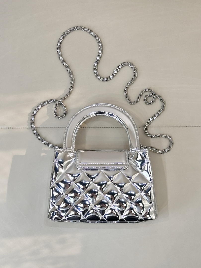 Chanel 26S AS4416 Mini Shopping Bag Mirror Calfskin Silver - Default Title - View 8