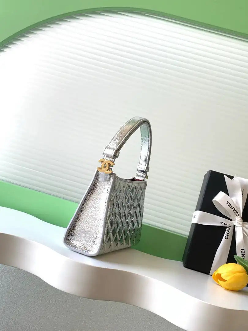 Chanel 26X AS6045 Hobo bag Lambskin Silver