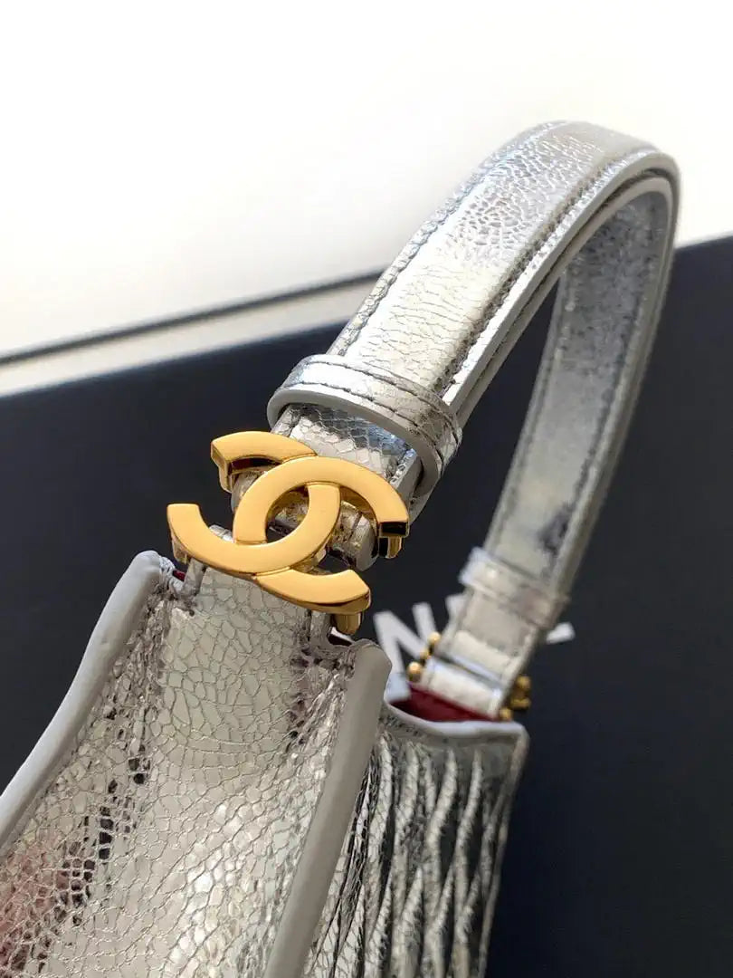 Chanel 26X AS6045 Hobo bag Lambskin Silver