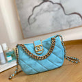 Chanel 3475 Small HOBO Handbag Lambskin & Gold-Tone Metal Ligth Blue - Default Title - View 1